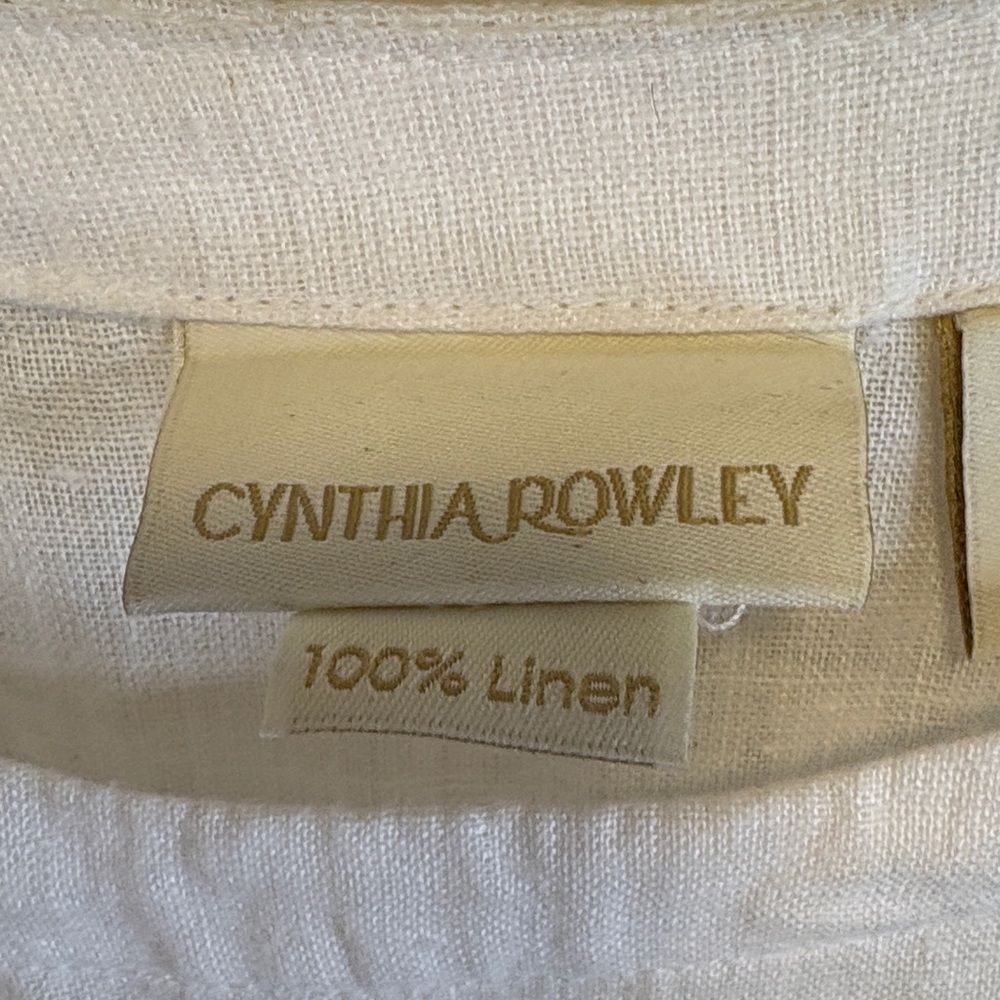 Cynthia Rowley White Linen Scoop-neck Button-Detail Short Sleeve Top Medium - Picture 6 of 8